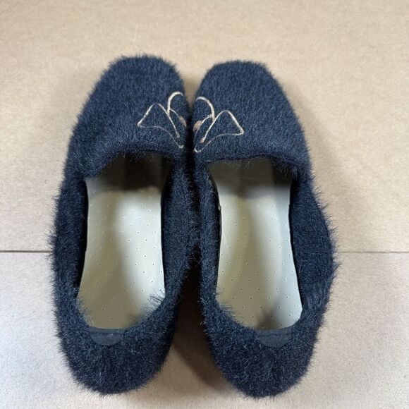 VIVAIA Samantha Square Toe Faux Mink Knit Loafers Womens 9.5 Black Dog Slip On - Picture 10 of 13